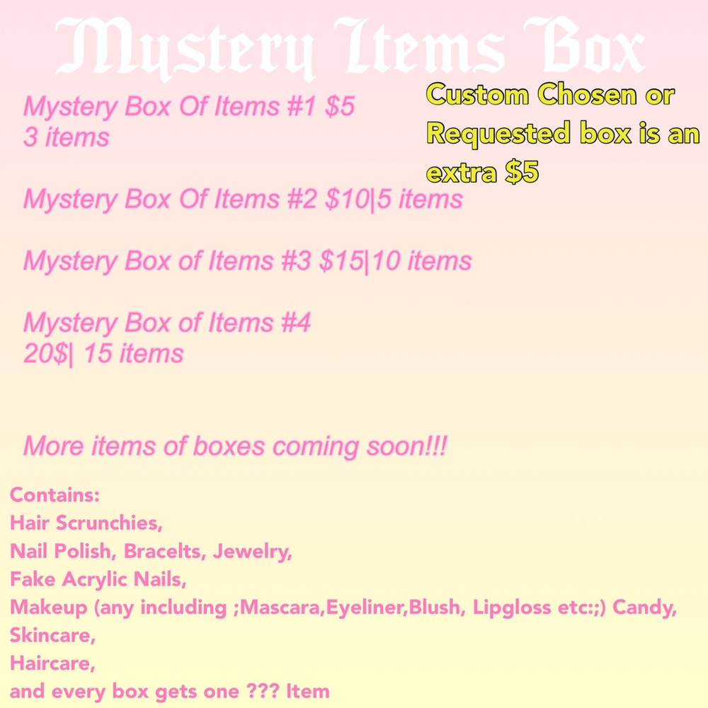 Mystery Box of Items and Custom Box of Items